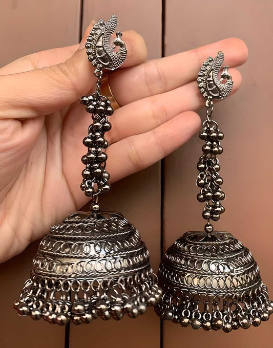 Traditional Style Black Jhumkas Earrings